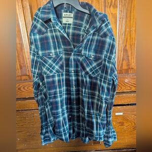 Ariat Blue and White Plaid Button-Up Shirt